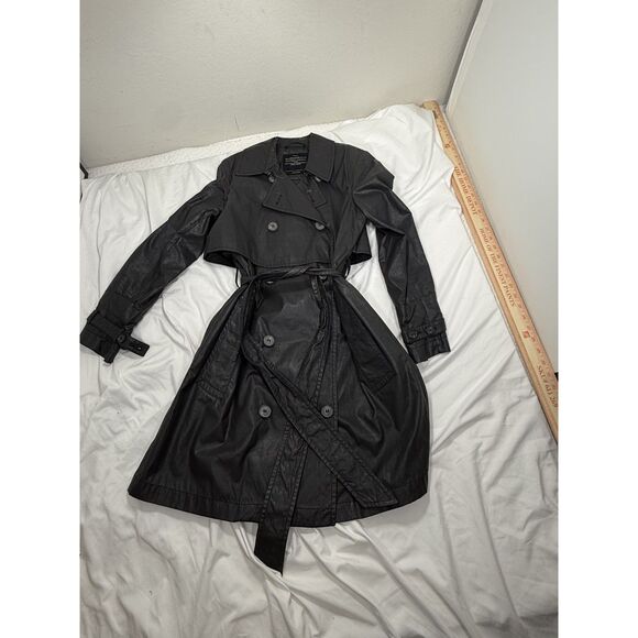 All Saints Jackets & Blazers - AllSaints Women's Black Waxed Hendry Trench Coat Relaxed Belted Sz 6